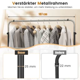 Dresses stand with 2 dresses bars, coat rack stand double with adjustable heights, freestanding metal coat stand