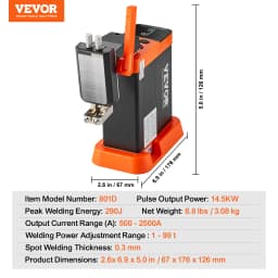 VEVOR Battery Spot Welder 14.5KW Capacitor Energy Storage Pulse Battery Spot Welder with 73B Welding Pen 801D High Power Spot
