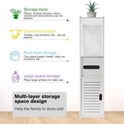 BRIEFNESS Bathroom Cabinet Waterproof Cabinet Freestanding Toilet Paper Cabinet Freestanding Storage Shelf White 80 x 18 x 20 cm