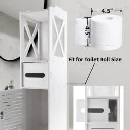 BRIEFNESS Bathroom Cabinet Waterproof Cabinet Freestanding Toilet Paper Cabinet Freestanding Storage Shelf White 80 x 18 x 20 cm