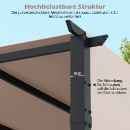 Pergola with 2 adjustable roofs, 3.05x3.05 m pavilion waterproof stable winter resistant, garden pavilion with sturdy metal pillars