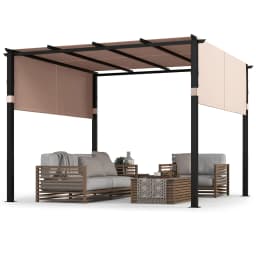 Pergola with 2 adjustable roofs, 3.05x3.05 m pavilion waterproof stable winter resistant, garden pavilion with sturdy metal pillars