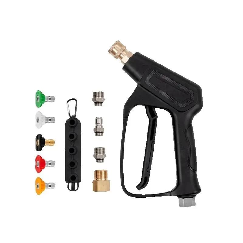 SucceBuy Short Pressure Washer Gun 4000 PSI High Power Outlet Hose Connector Foam Gun with 5 Color Quick Connect Nozzles