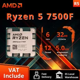 AMD Ryzen 5 7500F Processor 5GHz 6-Core 12-Thread 38MB Desktop Processor Socket AM5 CPU Gaming Processo