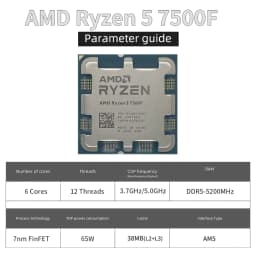AMD Ryzen 5 7500F Processor 5GHz 6-Core 12-Thread 38MB Desktop Processor Socket AM5 CPU Gaming Processo
