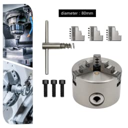 80mm/100mm/125mm 3-Jaw Self-Centering Chuck Adjustable Lathe Chuck Tools Set with Wrench for Clamping Milling Drilling Turning
