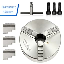 80mm/100mm/125mm 3-Jaw Self-Centering Chuck Adjustable Lathe Chuck Tools Set with Wrench for Clamping Milling Drilling Turning