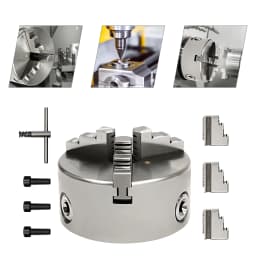 80mm/100mm/125mm 3-Jaw Self-Centering Chuck Adjustable Lathe Chuck Tools Set with Wrench for Clamping Milling Drilling Turning
