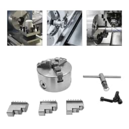 80mm/100mm/125mm 3-Jaw Self-Centering Chuck Adjustable Lathe Chuck Tools Set with Wrench for Clamping Milling Drilling Turning