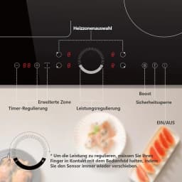 Karinear induction hob 4 zones with flex zone, 60cm built-in without plug, circle control, booster, timer, 220V-240V, 7200W
