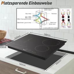 Karinear induction hob 4 zones with flex zone, 60cm built-in without plug, circle control, booster, timer, 220V-240V, 7200W