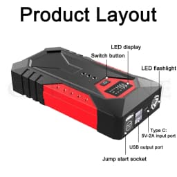 Portable 3000A Car Jump Starter 59.2Wh Power Bank Car Booster Charger 12V Starting Device Petrol Diesel Car Emergency Booster