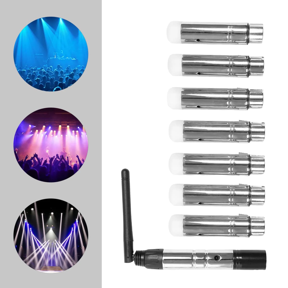 DMX 512 Controller Rechargeable Battery Wireless Transmitter 7* Wireless Receivers 8* Power Adapters For Controlling Stage Light