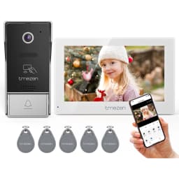 TMEZON 7 Inch Tuya App 1080P Wifi Smart Video DoorPhone Intercom System with Wired Doorbell APP/Password/Card Swipe TouchScreen