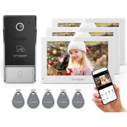 TMEZON 7 Inch Tuya App 1080P Wifi Smart Video DoorPhone Intercom System with Wired Doorbell APP/Password/Card Swipe TouchScreen