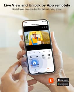 TMEZON 7 Inch Tuya App 1080P Wifi Smart Video DoorPhone Intercom System with Wired Doorbell APP/Password/Card Swipe TouchScreen