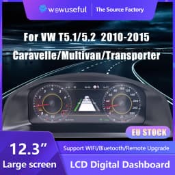 Wowuseful 12.3 Lcd Digital Dashboard Cluster For VW T5.1 T5.2 Caravelle Multivan Transporter 2010-2015 Instrument Paneel Cockpit