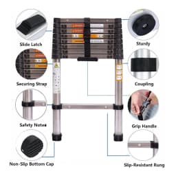 2.6 m Height Telescopic Ladder Folding Ladder Lightweight Collapsible Ladder Multifunctional Portable Telescopic Ladder