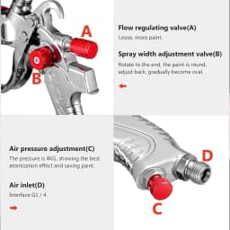 Paint Spray Gun HVLP Gravity Air Spray Gun 1.4/1.7/2.0 mm Nozzles Car Furniture Small Repair Painting Spray Gun