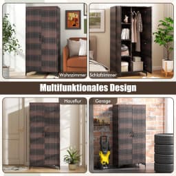 Garden wardrobe rattan storage s wardrobe outdoor with STEM Bar & 2 doors weatherproof terrace wardrobe rattan wardrobe