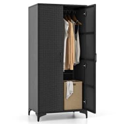 Garden wardrobe rattan storage s wardrobe outdoor with STEM Bar & 2 doors weatherproof terrace wardrobe rattan wardrobe