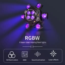 2-8pcs 10X10W RGB 6 Head Moving Head Beam Light RGB Laser Strobe Light DMX Stage Light RGB Beam Light Rotating Disco Party Bar