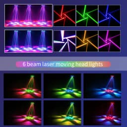 2-8pcs 10X10W RGB 6 Head Moving Head Beam Light RGB Laser Strobe Light DMX Stage Light RGB Beam Light Rotating Disco Party Bar
