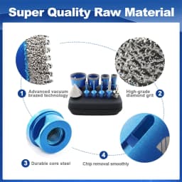 BRSCHNITT 10Pcs Diamond Tile Drill Bits Set 6 to 68mm for Milling Adapter - Ideal for Granite Marble Stone Ceramic Porcelain
