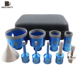 BRSCHNITT 10Pcs Diamond Tile Drill Bits Set 6 to 68mm for Milling Adapter - Ideal for Granite Marble Stone Ceramic Porcelain