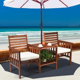 Acacia wood garden relaxation 3-piece set with chairs 2 seats for decking, patio, lounge and balcony