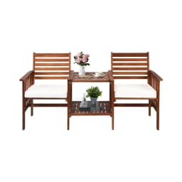 Acacia wood garden relaxation 3-piece set with chairs 2 seats for decking, patio, lounge and balcony