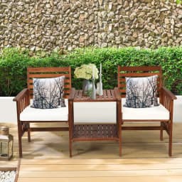Acacia wood garden relaxation 3-piece set with chairs 2 seats for decking, patio, lounge and balcony