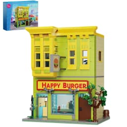 1018PCS Bobe's Hamburger Shop Building Blocks Sets City Scenery Street View House Architecture Model Bricks Gifts for Kids Adult