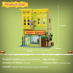 1018PCS Bobe's Hamburger Shop Building Blocks Sets City Scenery Street View House Architecture Model Bricks Gifts for Kids Adult