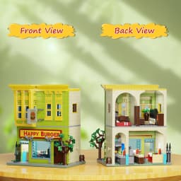 1018PCS Bobe's Hamburger Shop Building Blocks Sets City Scenery Street View House Architecture Model Bricks Gifts for Kids Adult
