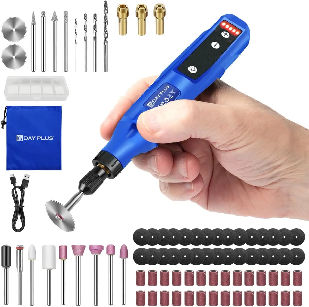 New Multi-Purpose Power Rotary Tool with LED Light, Mini Cordless Rotary Tool 5 Speed Adjustment 3000/6000/9000/12000/18000 RPM