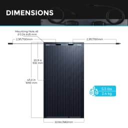 Renogy 100W Flexible Solar Panel, 12 Volt Semi-Flexible Solar Panels Bendable Mono Off-Grid Solar Power PV Panel for Marine