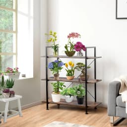 3 Tier Industrial Style Storage Shelf with Metal Frame, Multi-Purpose Bookcase with Legs