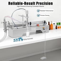 100-1000ml Horizontal Pneumatic Liquid Filling Machine, 40 Bottles/min Single Head Liquid Bottling Filler with Foot Switch and Barometer