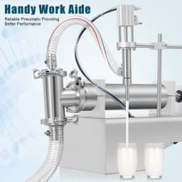 100-1000ml Horizontal Pneumatic Liquid Filling Machine, 40 Bottles/min Single Head Liquid Bottling Filler with Foot Switch and Barometer