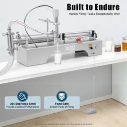 100-1000ml Horizontal Pneumatic Liquid Filling Machine, 40 Bottles/min Single Head Liquid Bottling Filler with Foot Switch and Barometer