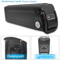 L385mm Silver Fish 48V Ebike Battery Lithium Ion Batteries for ENGWE L20 Cmacewheel Y20 VAKOLE Y20 Pro