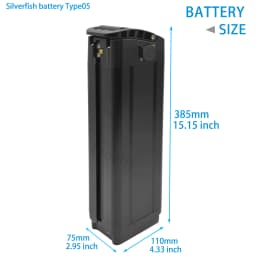 L385mm Silver Fish 48V Ebike Battery Lithium Ion Batteries for ENGWE L20 Cmacewheel Y20 VAKOLE Y20 Pro