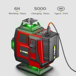 16Lines 4D Laser Level Green Line SelfLeveling 360 Horizontal And Vertical Remote Control Green Beam Laser Levels 2PCS Battery