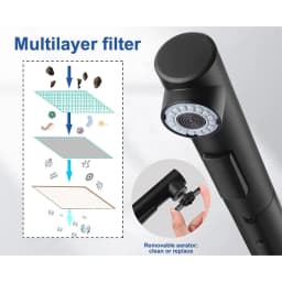 Black Kitchen Tap with Extendable High-Pressure Shower, 360° Swivel, Two Water Jet Modes, Stainless Steel Mixer