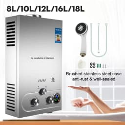 SIHAO LPG Water Heater 6L 8L 10L 12L 16L 18L LPG Liquefied Petroleum Gas Propane Butane Water Heater Stainless Steel Boiler Kit
