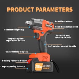 1/2 inch Cordless Impact Wrench, High Torque Impact Wrench with 4 Socket Sets,12 Drill Sets,for Car Furniture
