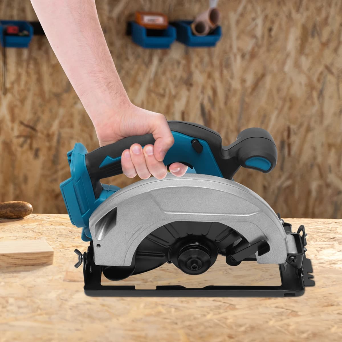 750W Cordless Electric Circular Saw 90mm Saw Blade Adjustable Angle Cutting Woodworking for Small Renovation, Carpentry, DIY