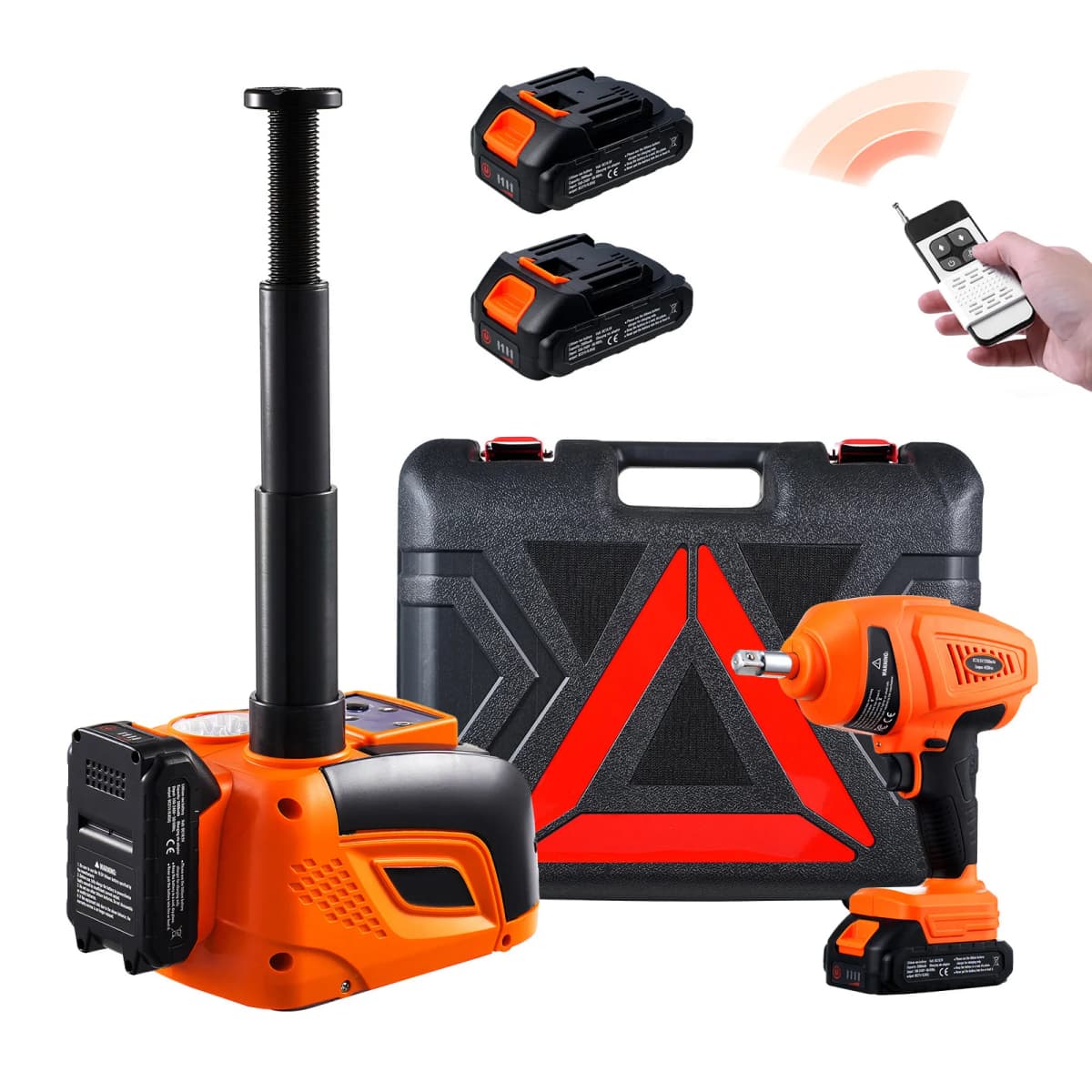 SucceBuy Electric Car Jack 5T Electric Scissor Jack with Electric Impact Wrench & LED Light & Remote Control for Sedan SUV Truck