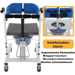 Patient Referral Chair, Shower Wheelchair with Height Adjustment, Toilet Chair with Wheels, 100 Kg, Night Chair
